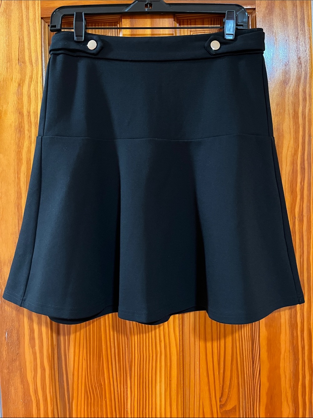 Karen Millen Black Circle Knee Length Skirt with Button Detail Flare 12